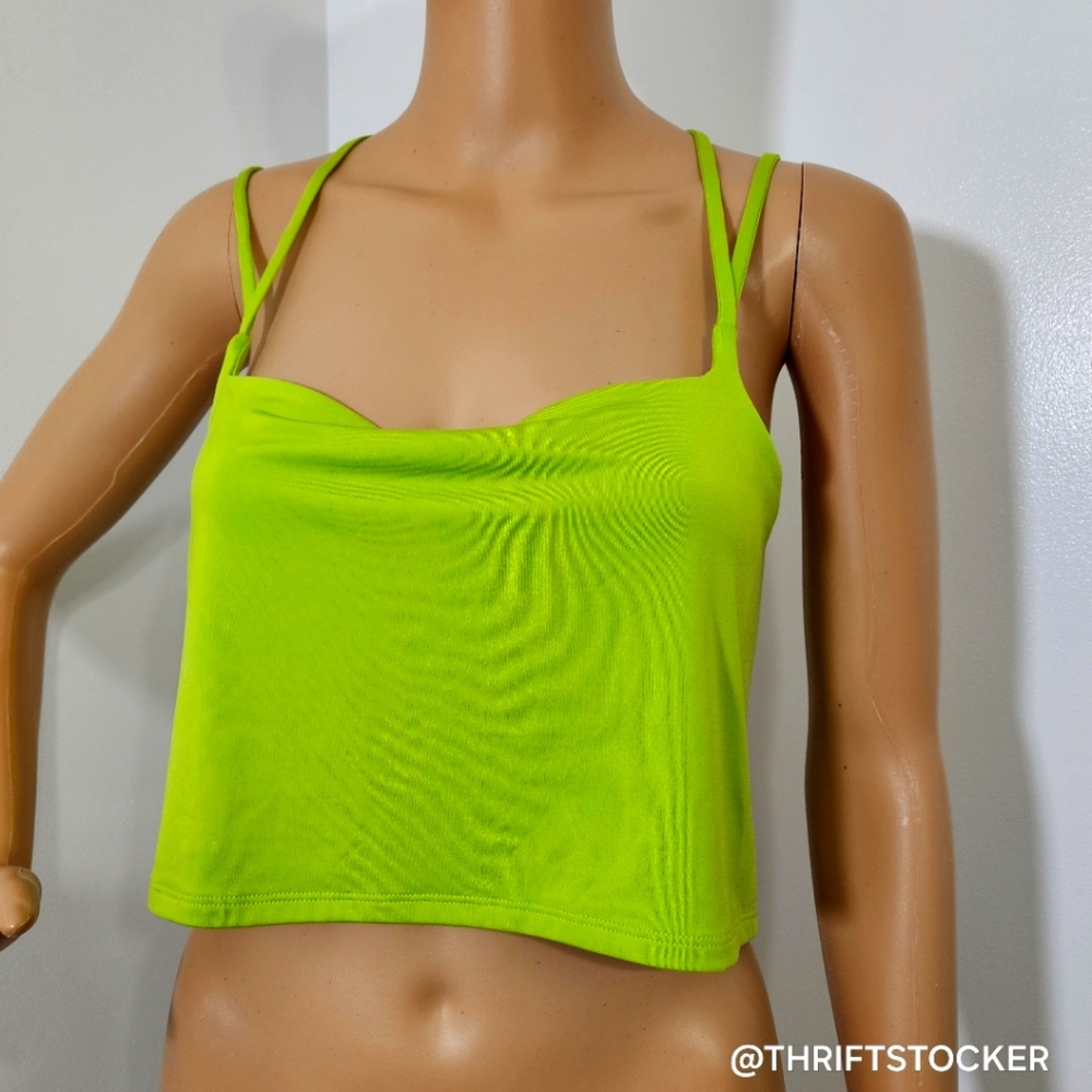 GREEN LIMEADE Body Contour Compression Silky Strappy Back Cropped Cami